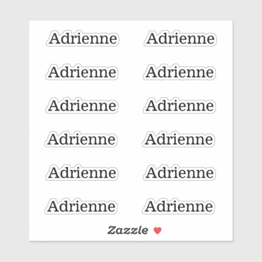 Eenvoudige Serif Naam Labels Set van 12 Aangepaste (Vel)