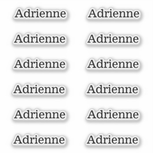 Eenvoudige Serif Naam Labels Set van 12 Aangepaste (Voorkant)