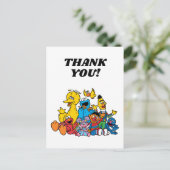 Eenvoudige Sesame Street-vrienden 1e verjaardag Briefkaart (Staand voorkant)