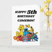 Eenvoudige Sesame Street vrienden 1e verjaardag Kaart (Gele Bloem)