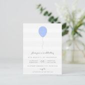 Eenvoudige Shabby Chic Grey and Blue Balloon Birth Briefkaart (Staand voorkant)