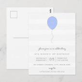 Eenvoudige Shabby Chic Grey and Blue Balloon Birth Briefkaart (Voorkant / Achterkant)