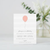 Eenvoudige Shabby Chic Grey and Pink Balloon Birth Briefkaart (Staand voorkant)