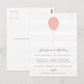 Eenvoudige Shabby Chic Grey and Pink Balloon Birth Briefkaart (Voorkant / Achterkant)