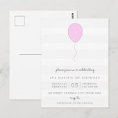 Eenvoudige Shabby Chic Grijs & Paarse Ballon Verja Briefkaart (Voorkant / Achterkant)