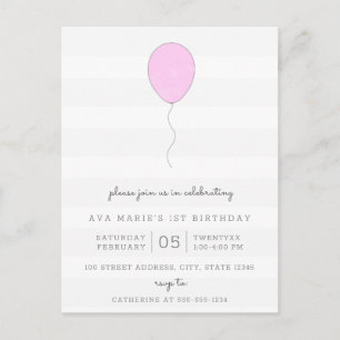 Eenvoudige Shabby Chic Grijs & Paarse Ballon Verja Briefkaart