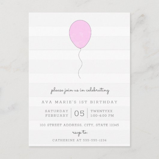Eenvoudige Shabby Chic Grijs & Paarse Ballon Verja Briefkaart (Voorkant)