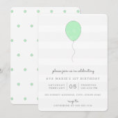 Eenvoudige Shabby Chic Groene en Grijze Ballon Ver Kaart (Voorkant / Achterkant)