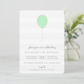 Eenvoudige Shabby Chic Groene en Grijze Ballon Ver Kaart (Staand voorkant)
