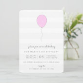 Eenvoudige Shabby Chic Paarse Ballondag Kaart (Staand voorkant)