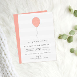 Eenvoudige Shabby Chic Pink en Grey Balloon Birthd Kaart