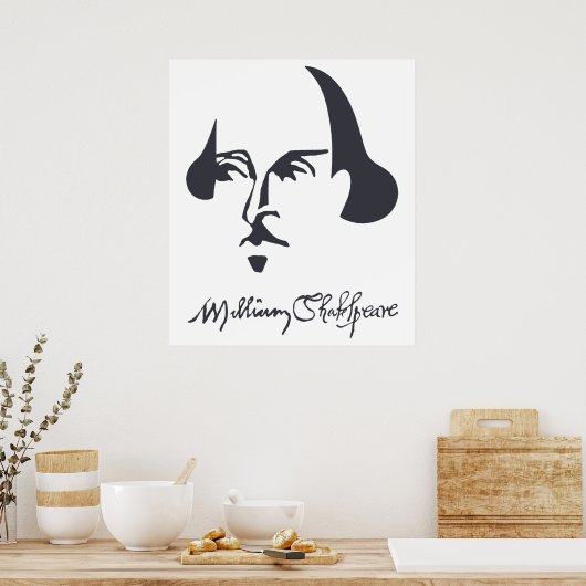 Eenvoudige Shakespeare met handtekening Poster (Keuken)
