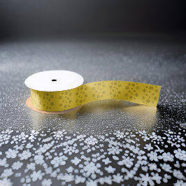 Eenvoudige Shimmery Gouden Grijze Sneeuwvlokken Satijnen Lint