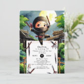 Eenvoudige shuriken ninja verjaardag kaart (Staand voorkant)