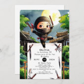 Eenvoudige shuriken ninja verjaardag kaart (Voorkant / Achterkant)