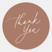 Eenvoudige Sienna Rust kalligrafie Script Dank u Ronde Sticker (Voorkant)