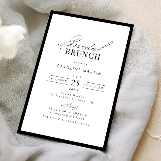 Eenvoudige sierlijke script typografie bruidsbrunc kaart