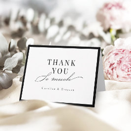Eenvoudige sierlijke script typografie bruiloft bedankkaart