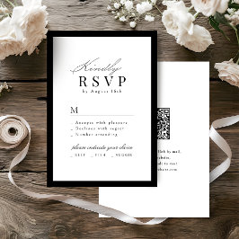 Eenvoudige sierlijke script typografie QR-code bru RSVP Kaartje