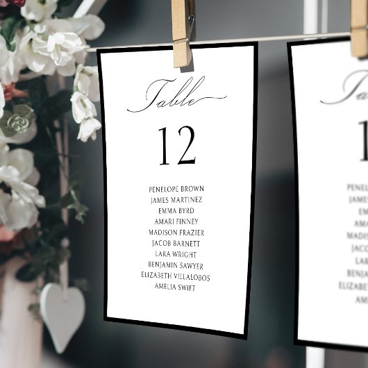 Eenvoudige sierlijke scripttafel nummer zitplaatsk kaart