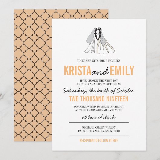 Eenvoudige Silhouetten bruiloft uitnodiging (Voorkant / Achterkant)