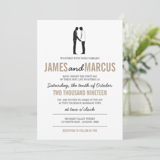 Eenvoudige Silhouetten bruiloft uitnodiging (Staand voorkant)