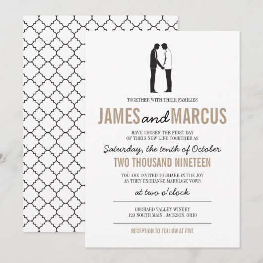 Eenvoudige Silhouetten bruiloft uitnodiging (Voorkant / Achterkant)