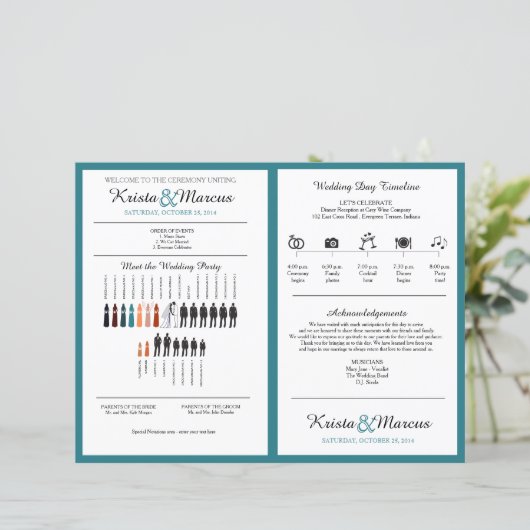 Eenvoudige Silhouettes Wedding Program Fan (Staand voorkant)