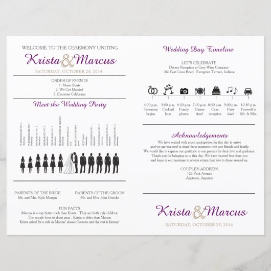 Eenvoudige Silhouettes Wedding Program Fan (Voorkant)