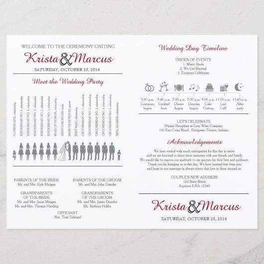 Eenvoudige Silhouettes Wedding Program Fan (Voorkant)