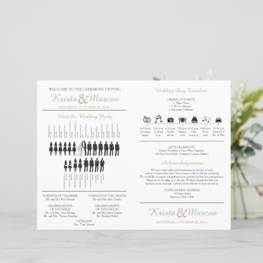 Eenvoudige Silhouettes Wedding Program Fan (Staand voorkant)