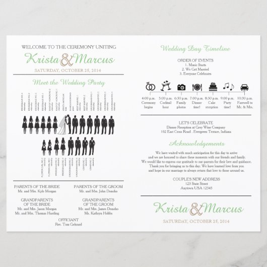 Eenvoudige Silhouettes Wedding Program Fan (Voorkant)