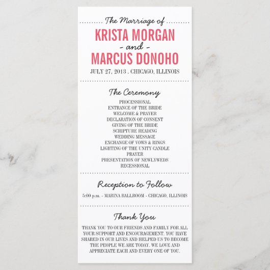 Eenvoudige Silhouettes Wedding Program Rack Kaart (Voorkant)