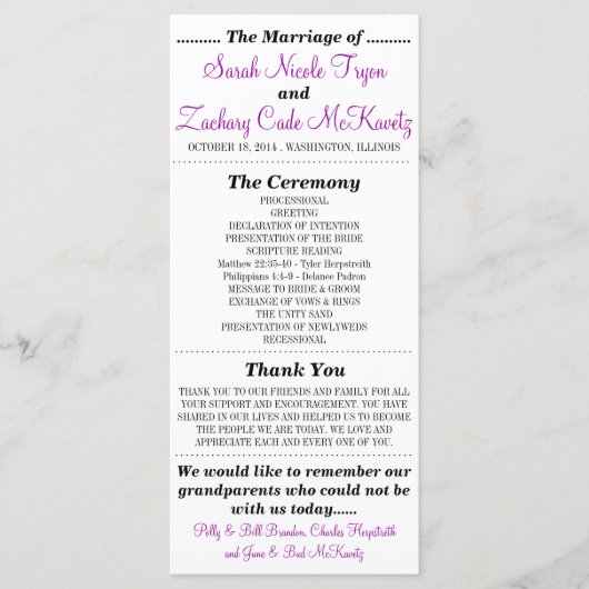 Eenvoudige Silhouettes Wedding Program Rack Kaart  (Voorkant)