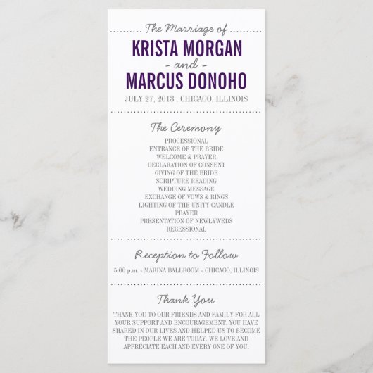 Eenvoudige Silhouettes Wedding Program Rack Kaart (Voorkant)
