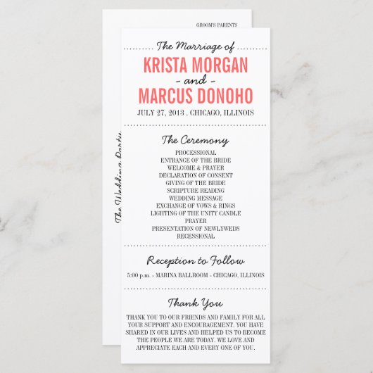 Eenvoudige Silhouettes Wedding Program Rack Kaart (Voorkant / Achterkant)