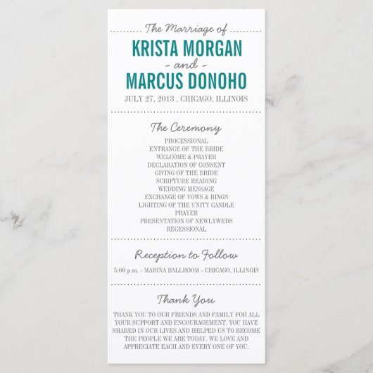 Eenvoudige Silhouettes Wedding Program Rack Kaart (Voorkant)