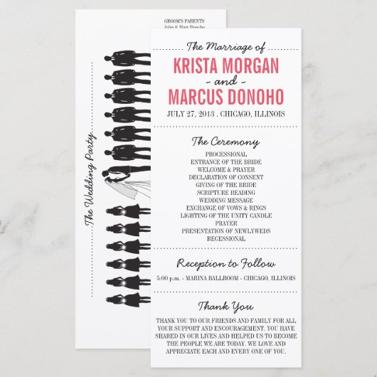 Eenvoudige Silhouettes Wedding Program Rack Kaart (Voorkant / Achterkant)