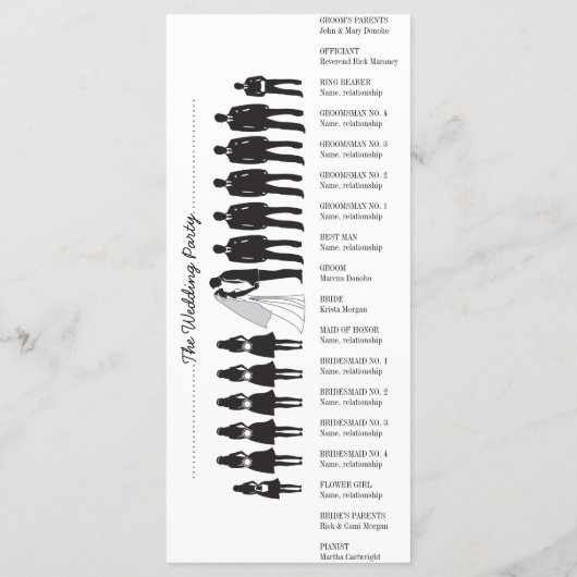 Eenvoudige Silhouettes Wedding Program Rack Kaart  (Achterkant)