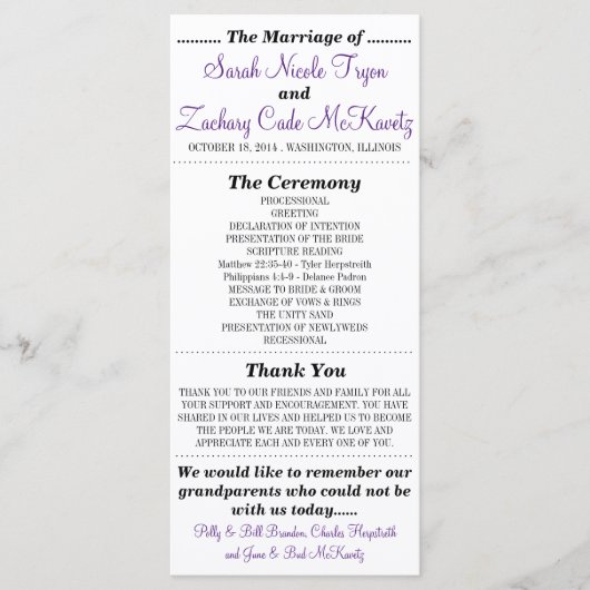 Eenvoudige Silhouettes Wedding Program Rack Kaart- Programmakaart (Voorkant)