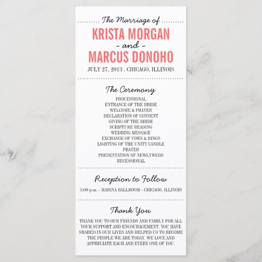 Eenvoudige Silhouettes Wedding Program Rack Kaart- Programmakaart (Voorkant)