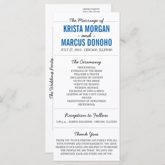 Eenvoudige Silhouettes Wedding Program Rack Kaart- Programmakaart (Voorkant / Achterkant)