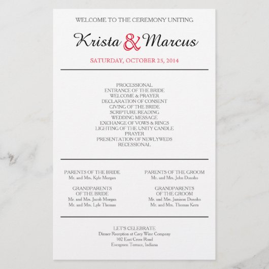 Eenvoudige Silhouettes Wedding Programers Flyers (Voorkant)