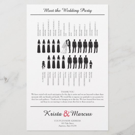 Eenvoudige Silhouettes Wedding Programers Flyers (Achterkant)