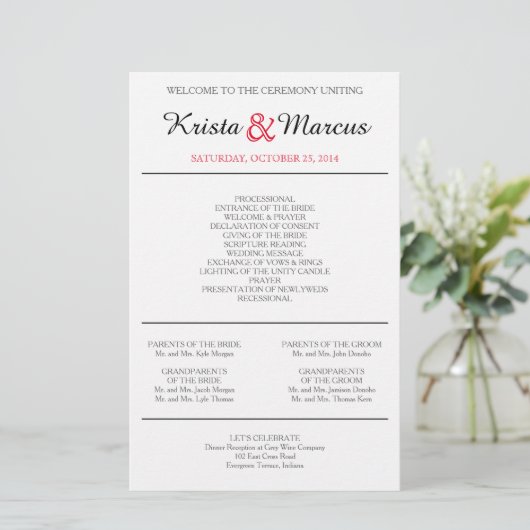 Eenvoudige Silhouettes Wedding Programers Flyers (Staand voorkant)