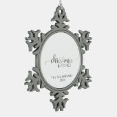 Eenvoudige Silver Calligraphy Holiday Tin Sneeuwvlok Ornament (Links)