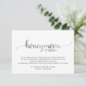 Eenvoudige Silver Calligraphy Wedding Honeymoon Wi Informatiekaartje (Staand voorkant)