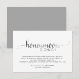 Eenvoudige Silver Calligraphy Wedding Honeymoon Wi Informatiekaartje