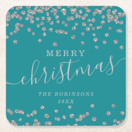 Eenvoudige Silver Feestdagen voor kerstmis Blauwgr Kartonnen Onderzetters