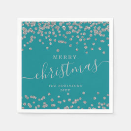 Eenvoudige Silver Feestdagen voor kerstmis Blauwgr Servet